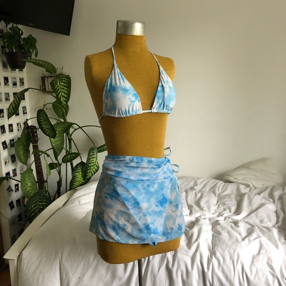 Other - 3pack Tie Dye Triangle Bikini Swimsuit & Beach Skirt